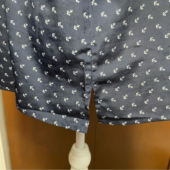 Old Navy Women’s Blue Nautical Semi Sheer Roll Tab Sleeve Blouse Top Shirt Large - Picture 9 of 12